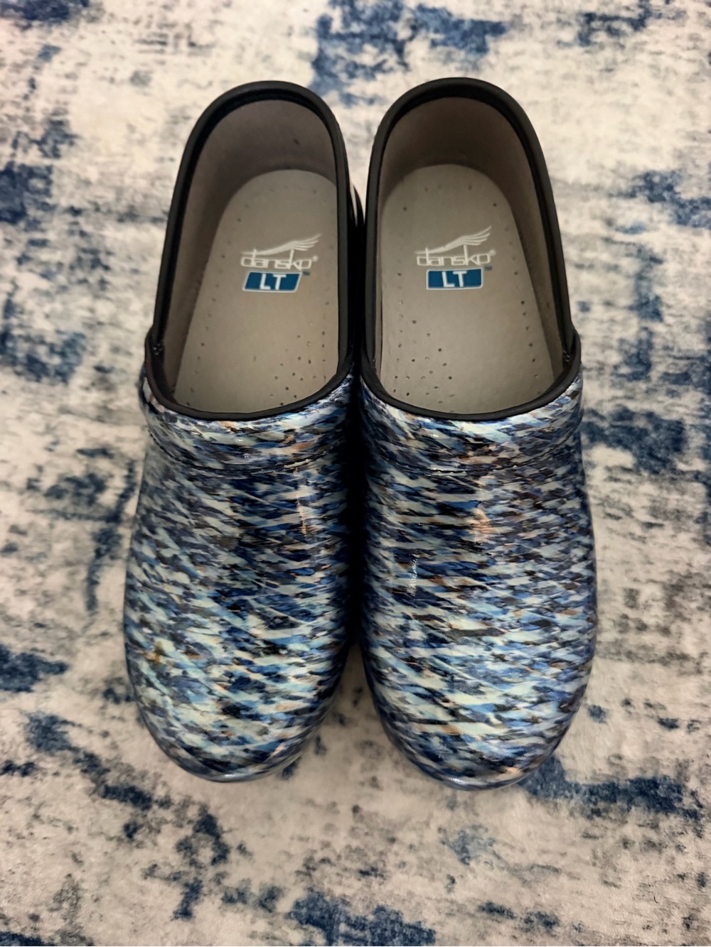Dansko Women's LT Clogs in Blue Multi Pattern